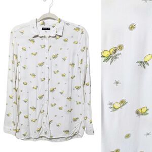 COTTON ON Lemon Print Button Up Blouse XS